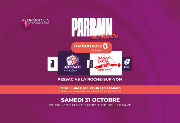 Opération Octobre Rose : La Maison RoseUp Bordeaux, parrain du match face à la Roche-sur-Yon ! 🎀